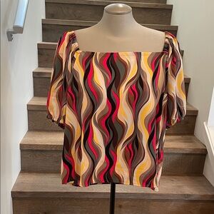 Wave Print Blouse in Multicolor